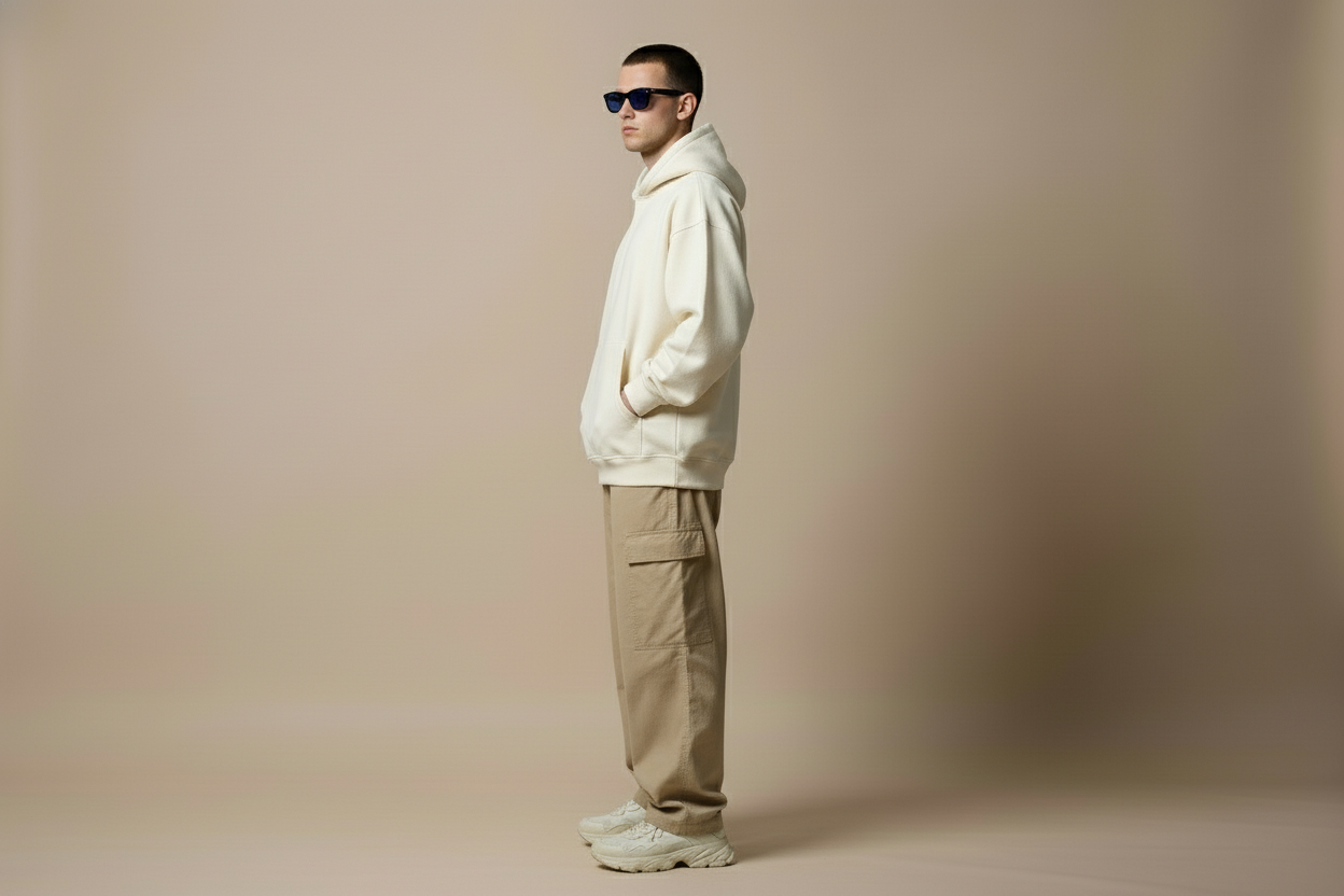 change la couleur du  pantalon en blanc casser